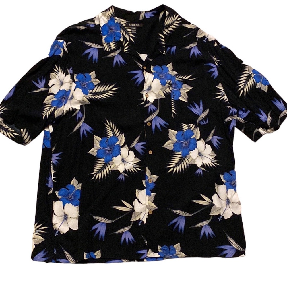 🌴 2 for $20 mens short sleeve Hawaiian print shirt by George XXL